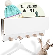Montessori Children's Wooden Coat Rack with Shelf, Wall Coat Rack Children with 5 Hooks