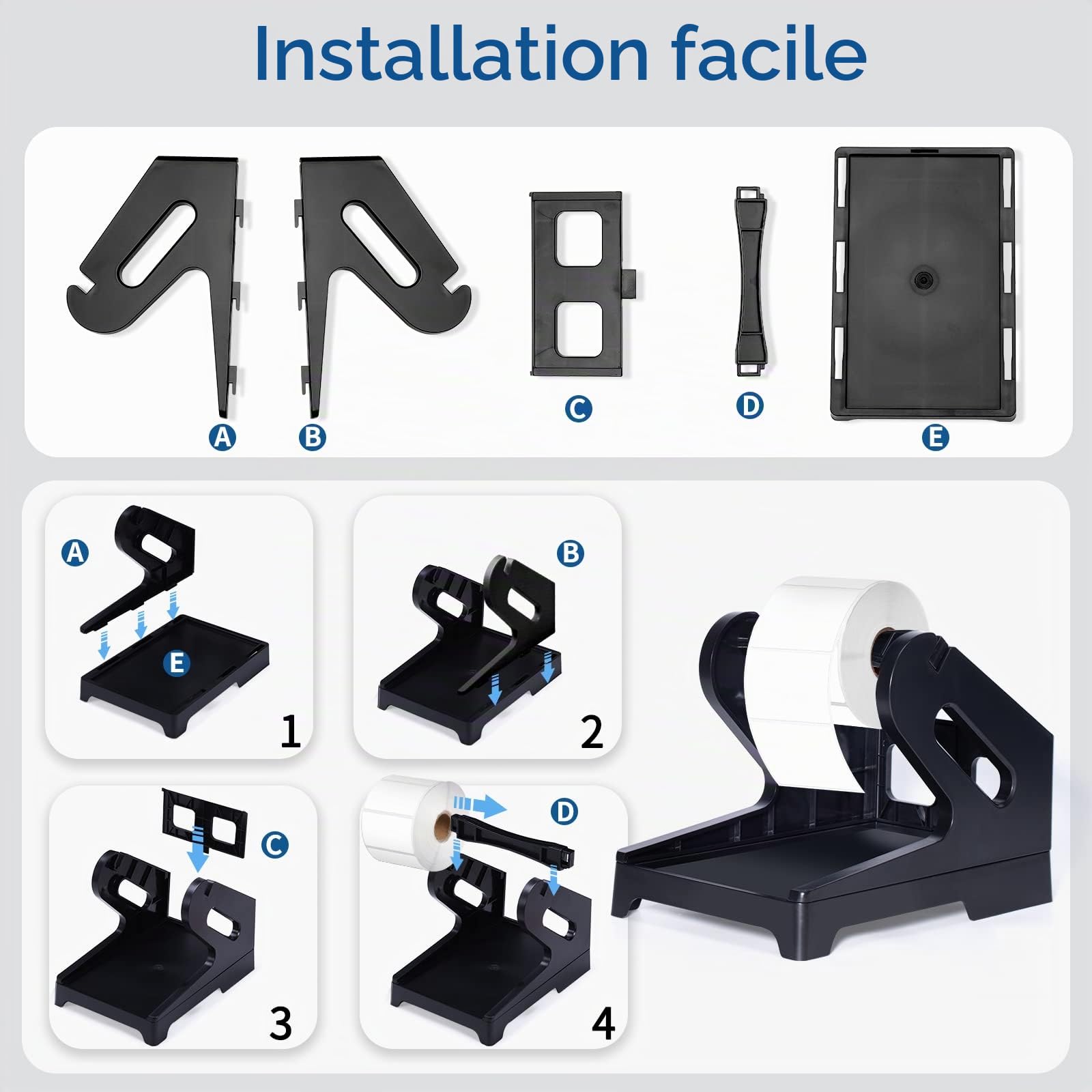 Phomemo Kit d'Impression Thermique : Porte-Étiquettes 2-en-1 & 2 Rouleaux d'Étiquettes d'Expédition 4x6 (1000 Étiquettes) - Compatible avec MUNBYN, Phomemo, Rollo - Imperméable, Sans BPA