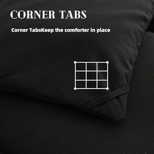 Miniatura 3 de DOWNCOOL - Edredones para todas las estaciones, edredón ligero de relleno alternativo, calidad hotel, con trabillas en las esquinas (color negro,