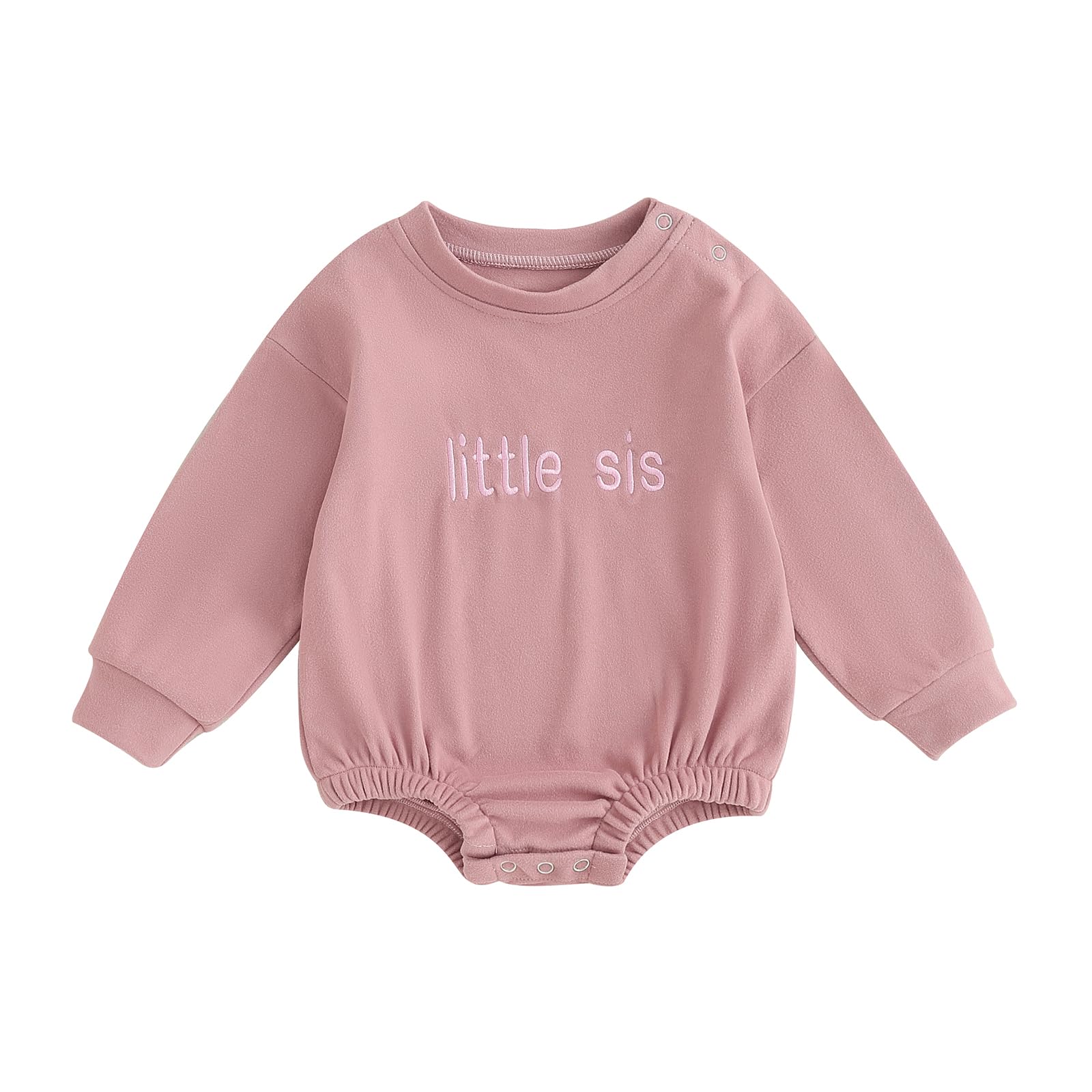 allshopeInfant Baby Girl Fall Outfit Sweatshirt Romper Letter Embroidery Jumpsuit Big Lil Sis Matching Newborn Winter Clothes