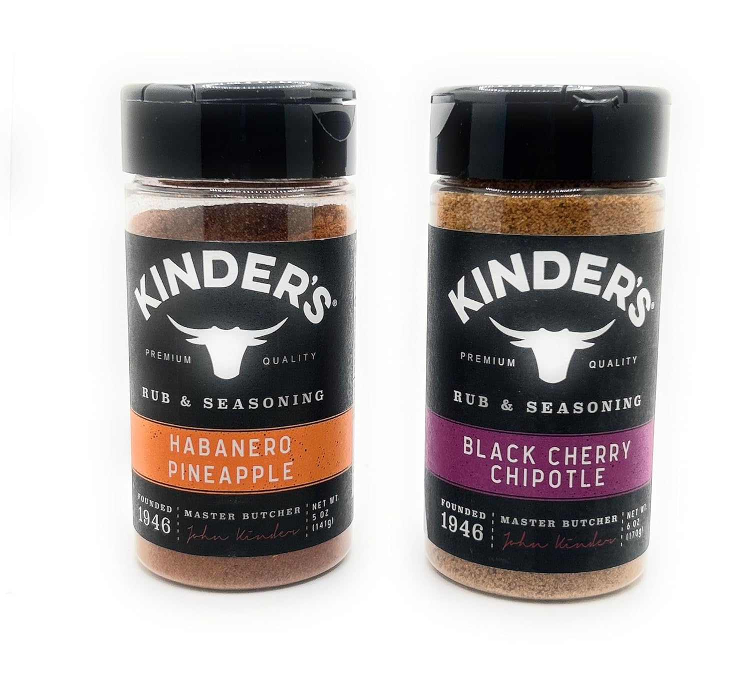 Kinder's Seasonings & Rubs - 2 bottles (Habanero Pineapple 5oz & Black Cherry Chipotle 6oz)