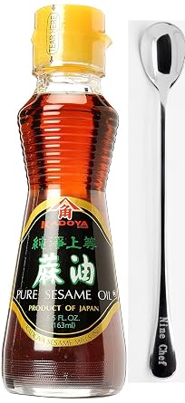 Kadoya Brand 100% Pure Sesame Oil Sesame Oil 5.5 OZ, 1 Bottle + One NineChef Long Handle Spoon Per Order