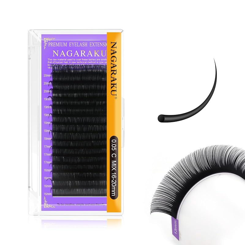 NAGARAKU Cílios Individuais Clássicos 0.05 C 16–20 mm Mistos para Fans de Volume