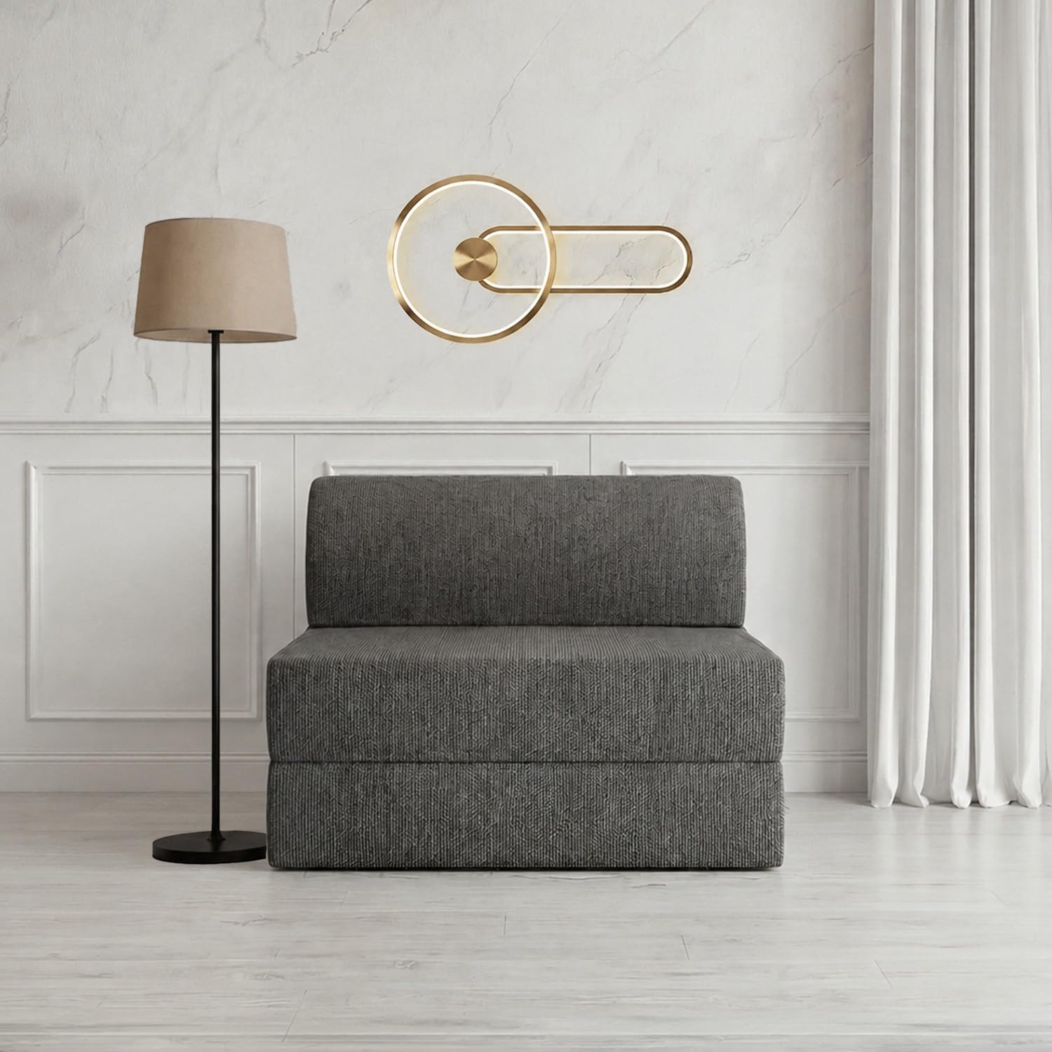 Sleepwell Sofa Cum Bed | Single Seater 75x30x7 Inch - Folds into a Single Bed | Comfortable by Day, Supportive by Night Resitec Foam | Washable Zip Cover | Grey | 3 Years Warranty-image-46