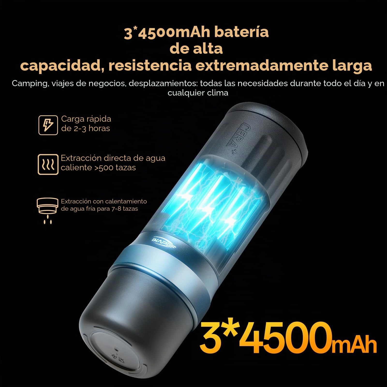 IKAPE KAPO K2 Pro Cafetera de Espresso Portátil con Conexión a App Bluetooth y Cesta sin Fondo de 58 mm, Cafetera Eléctrica, Presión de 20 bar, para Hogar, Viajes, Camping