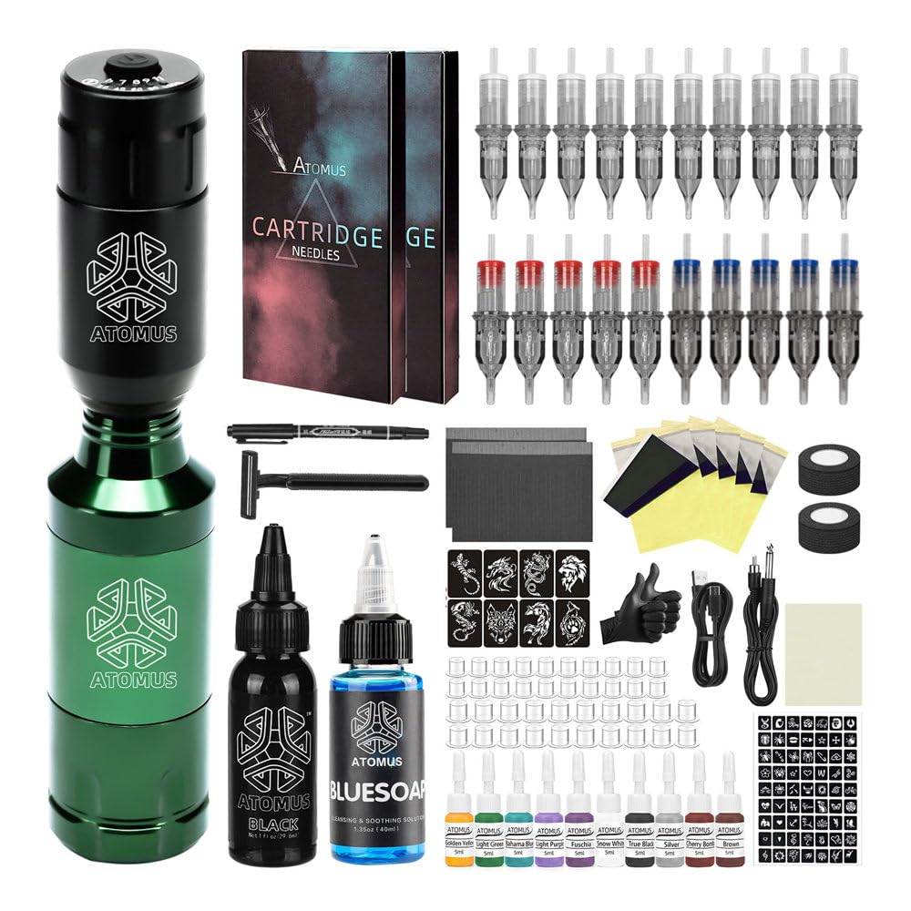 Tattoo Machine Kit, Cordless Tattoo Gun Machine Kit Cordless Power Supply Tattoo Pen Kit for Beginners Rotary Tattoo Machine Pen Kit for Beginers and Artists
