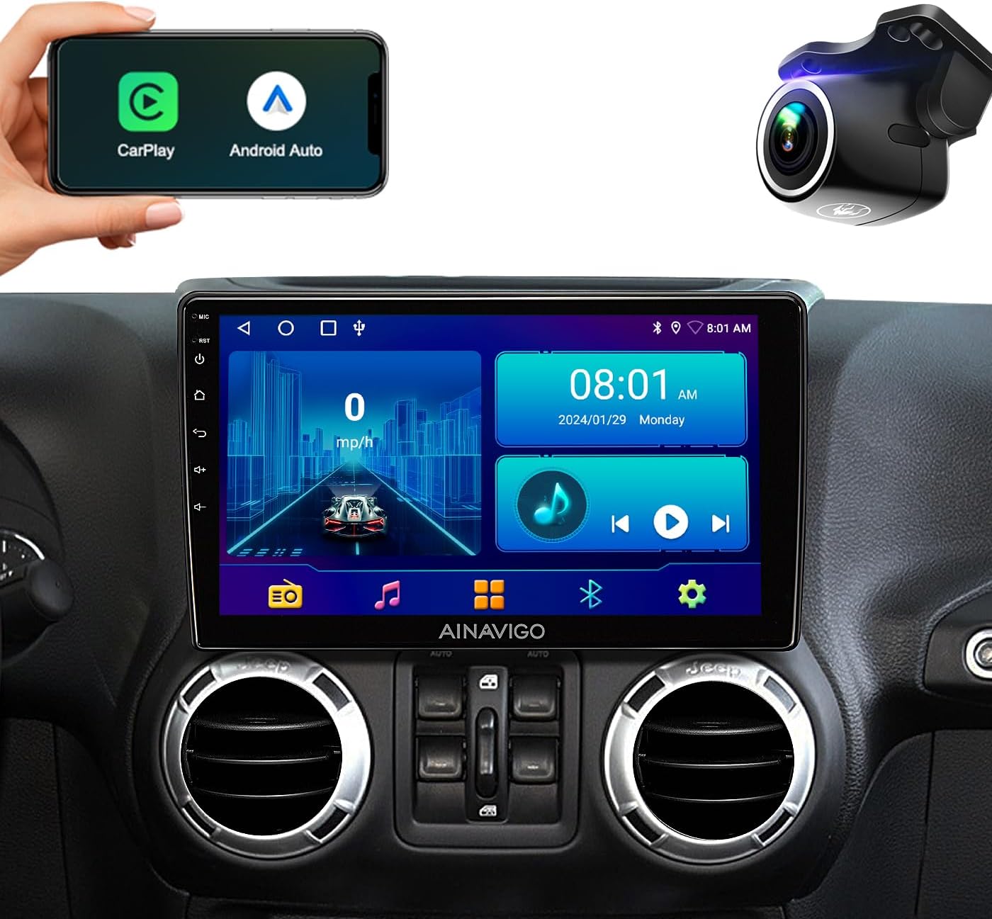 10.2'' Car Radio Stereo for Chevy Silverado 2007-2013 GMC Sierra Yukon Chevrolet Buick Enclave Wireless CarPlay & Android Auto, HD Touchscreen, Android 13, GPS Navigation, HD Backup Camera