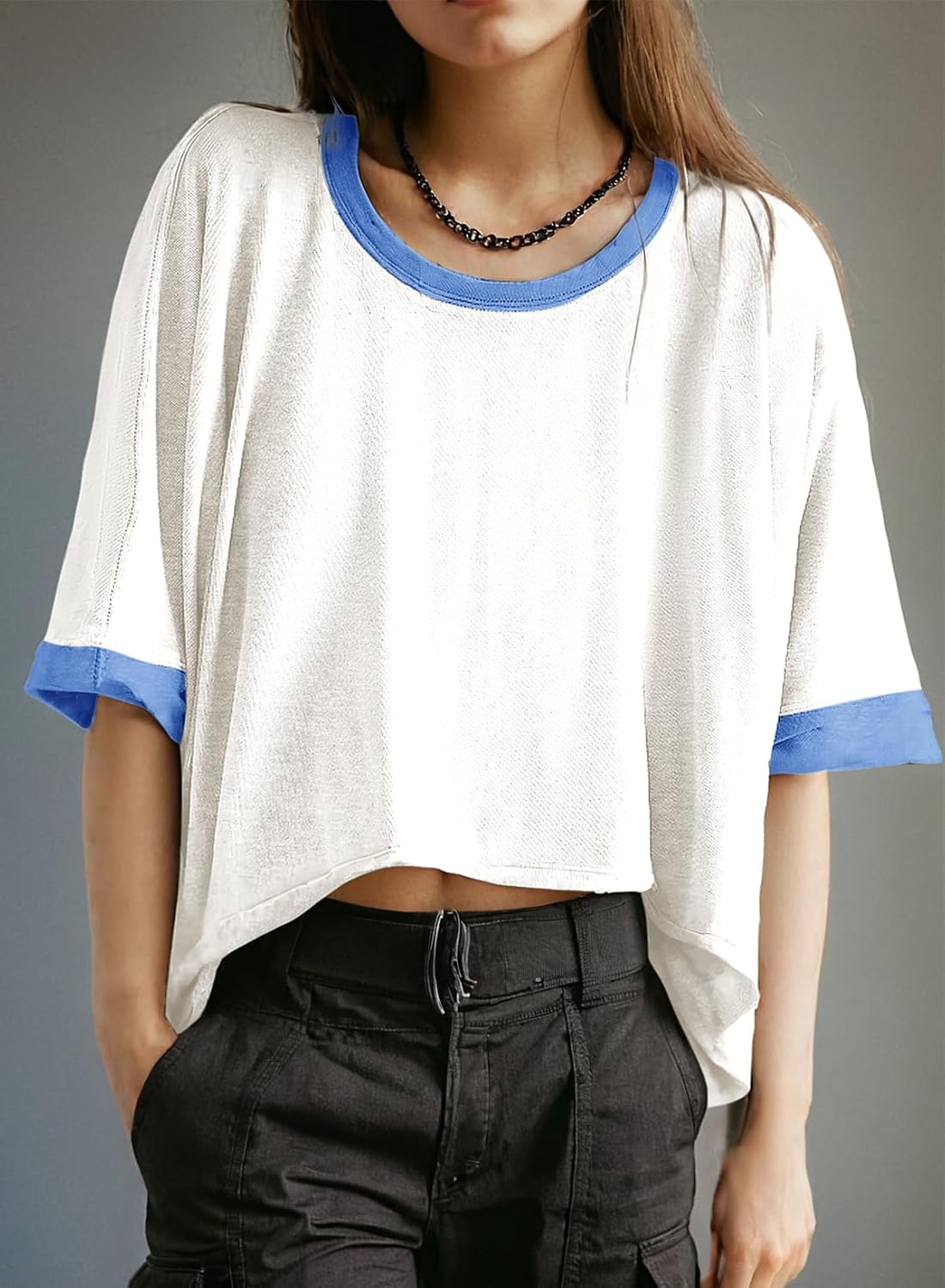 Dokotoo Oversized Tops Summer Shirts 2026 Fall T Shirts for Women Basic Tee image 2