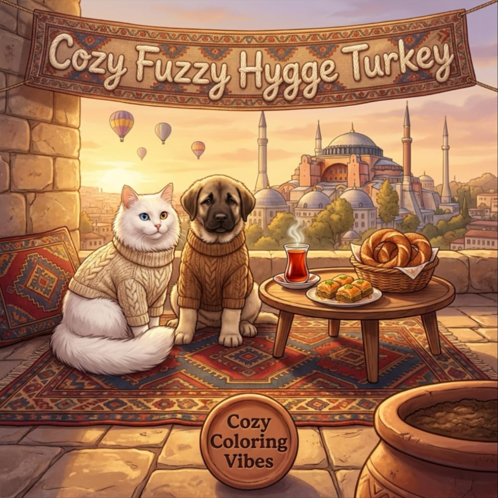 Cozy Fuzzy Hygge Turkey: Easy Bold Line Designs Adorable Animal Coloring Book | Middle Eastern Comfort, Relaxing Rituals, Whimsical Travel Scenes | ..