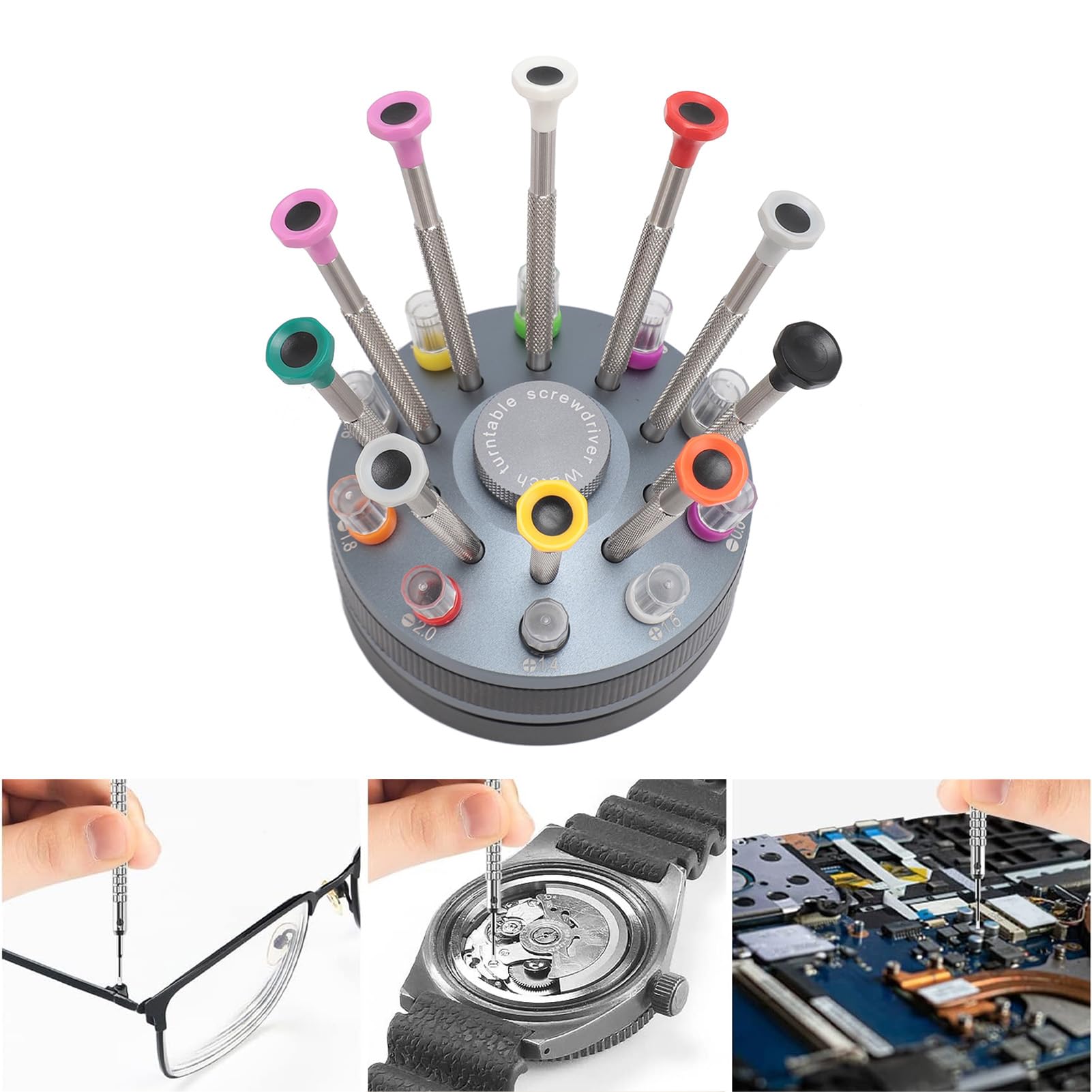 10-teiliges Schraubendreher-Set für Uhrmacher, Präzisions-Schraubendreher-Kit mit 20 zusätzlichen austauschbaren Bits, Edelstahl-Werkzeug zur Reparatur von Schmuck, Uhren, Brillen