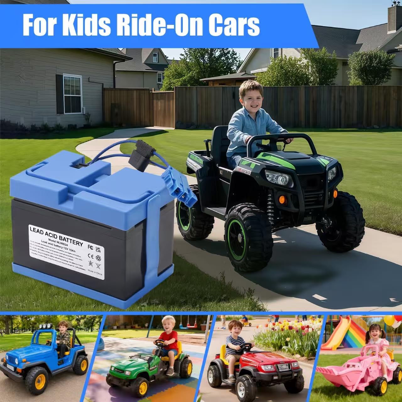 12V 15Ah Lead-Acid Power Wheel Battery for Peg Perego for John-Deere Gator XUV for Polaris for Taurus Utility Truck for Polaris RZR 900 for Slingshot for Gaucho Rock'in Kids Ride On UTV Toys TB4