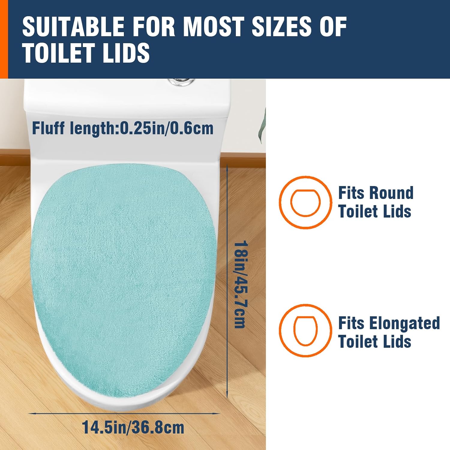 Soft Plush Toilet Lid Cover for Bathroom, Machine Washable Toilet Seat Covers, Fits Most Round Elongated and Oblong Lids, Easy Installation& Cleaning (Turquoise)