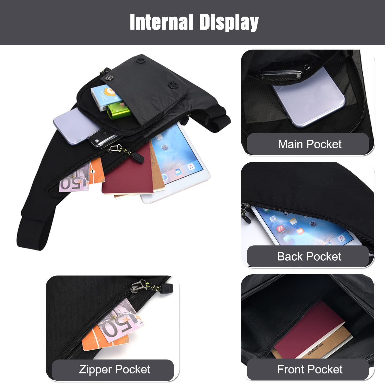 FANDARE Zaino Monospalla da Uomo Donna Marsupio Zaini da hiking Borsa a Spalla da palestra Borsa Tracolla Borsello a Spalla Borse a Zainetto per Sportivo Trekking Ciclismo Viaggio Sling Bag Blu b