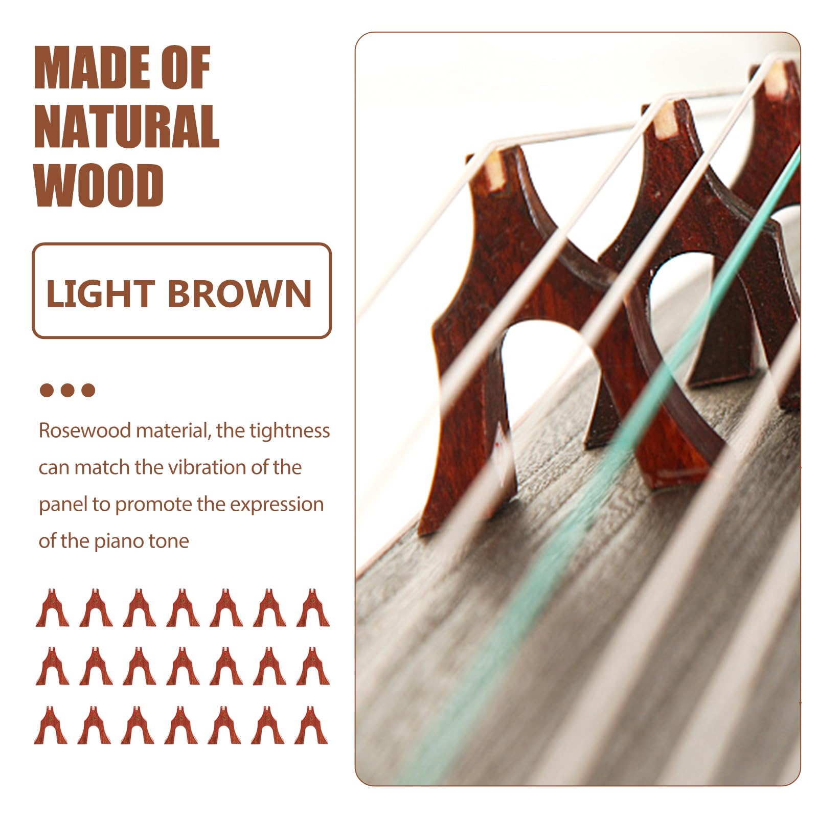 Abaodam 21pcs Light Brown Guzheng Bridges Support Pillars and Installation Accessories for Chinese Zither and Guzheng Instruments - Image 2