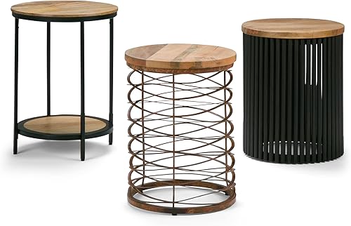 Miniatura 11 de SIMPLIHOME Jenna - Mesa auxiliar redonda de metal industrial de 18 pulgadas de ancho, color natural para sala de estar y dormitorio