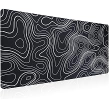 Bloss XL Topographic Mouse Pad Long Desk Mat, Black Mouse Keyboard Pad, Desk Pad, Large Gaming Mouse Mat Non-Slip Rubber 31.5 x 15.7 x 0.12 Inches