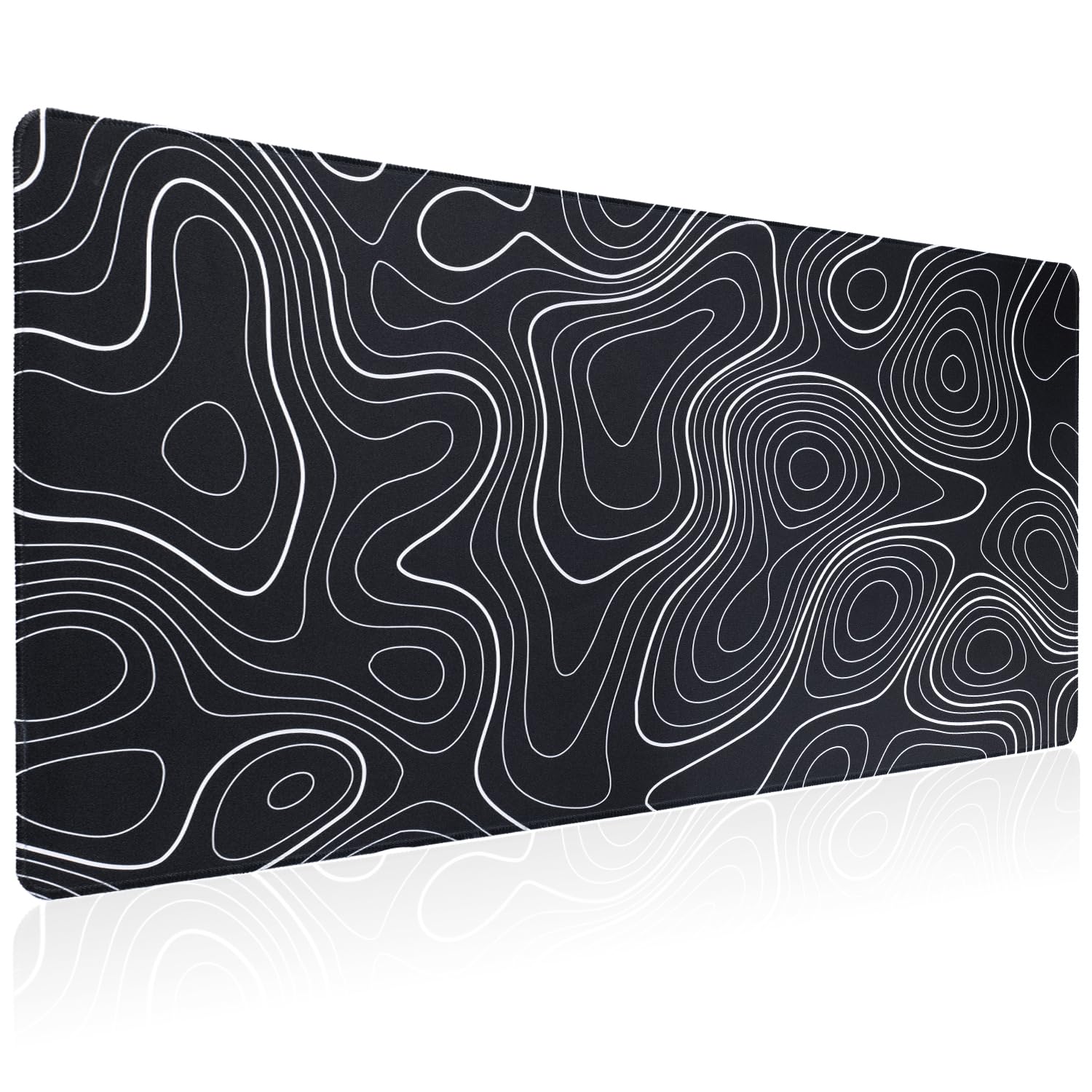 Bloss XL Topographic Mouse Pad Long Desk Mat, Black Mouse Keyboard Pad, Desk Pad, Large Gaming Mouse Mat Non-Slip Rubber (31.5 x 15.7 x 0.12 Inches)
