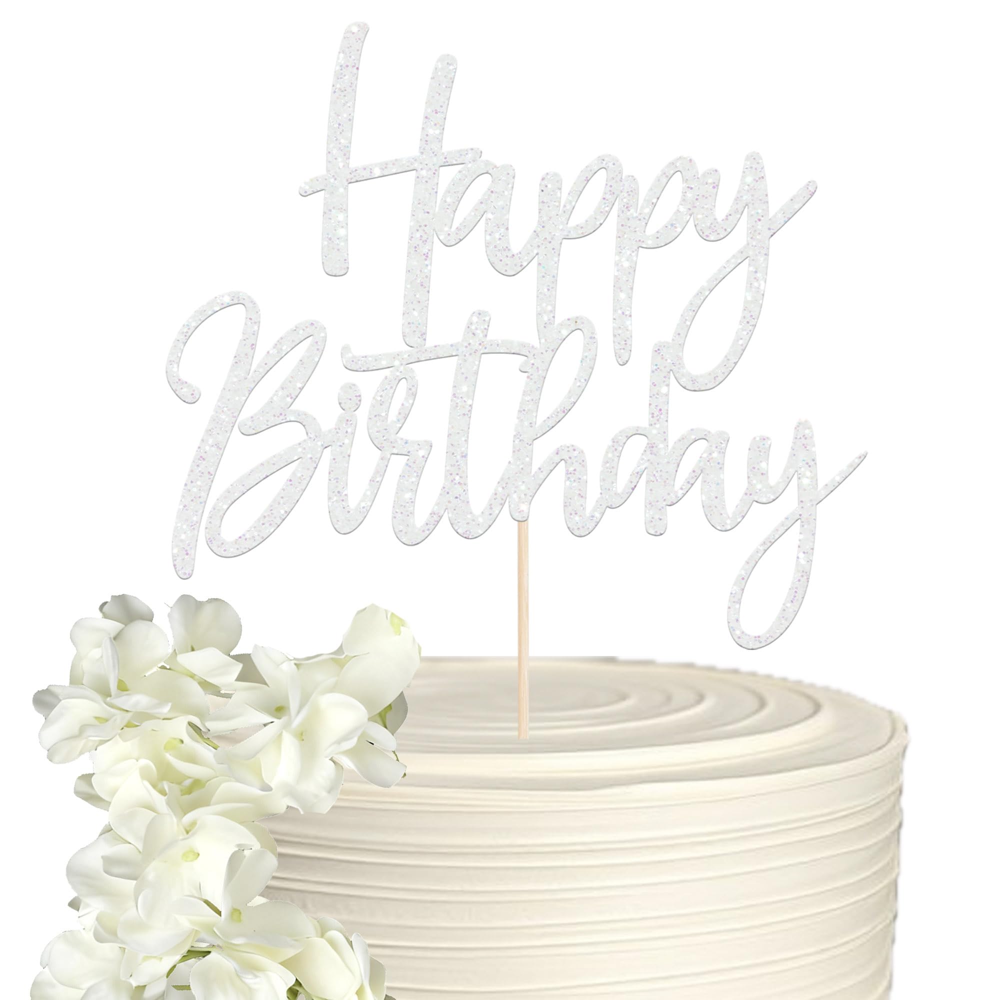 6 Pack Happy Birthday Cake Toppers Flower Cake Decorations Artificial Flowers Cake Toppers Happy Birthday Cake Picks Valentine's Day Cake Decoration for Celebrating Birthday Wedding Party Supplies