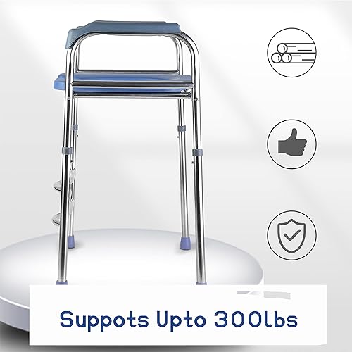 Miniatura 3 de Asiento de inodoro elevado con una bolsa de almacenamiento, 22 pulgadas de ancho, altura ajustable, diseño reforzado y antideslizante, silla de