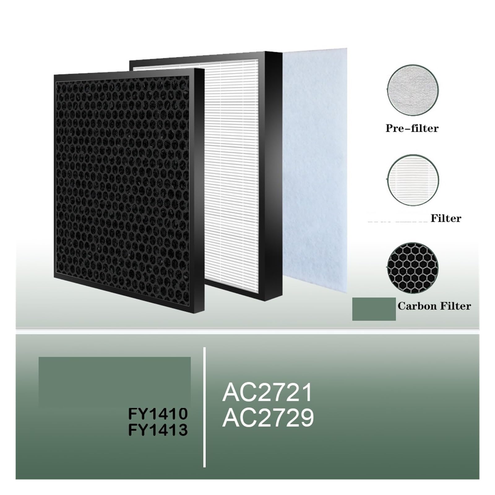 Kit De Filtro De Repuesto Filtro HEPA Filtro De Carbón, Compatible Con Philips, Purificador De Aire AC2721 AC2729 Accesorio