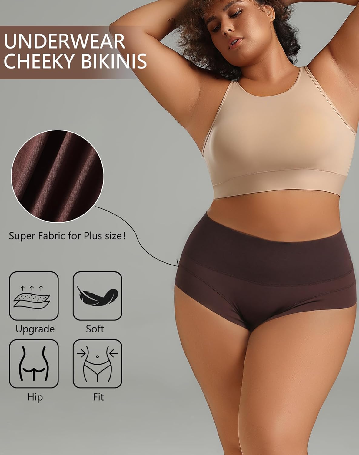 High Waisted Underwear for Women Seamless Stretch Full Coverage Briefs Womens Panties 5 Pack - Image 3