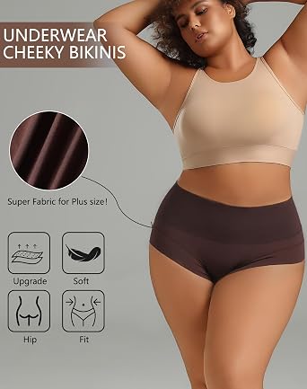 Womens High Waist Seamless Underwear, Stretch Full Coverage Briefs, 5-Pack Comfort Panties