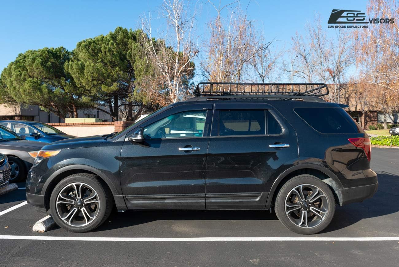 Extreme Online Store Replacement for 2011-2019 Ford Explorer Models | EOS Visors Tape-On Style Smoke Tinted Side Vents Rain Guard Window Deflectors DWV-V83