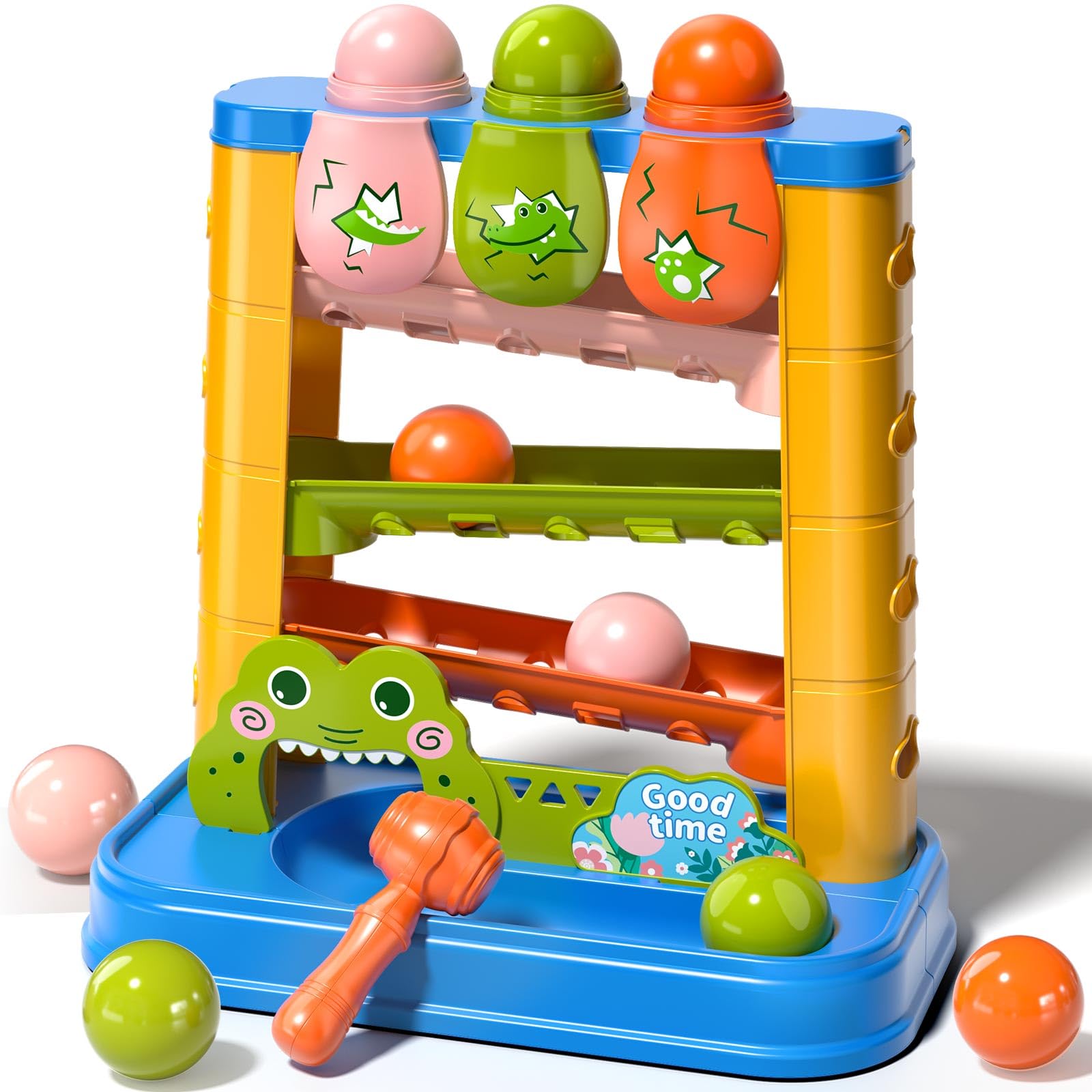 NIPLOOOW Hammer Toy for Toddler, Pound A Ball Toys for Toddler with 3 Colorful Balls & Hammer, Stacking Toys, Developmental Toys, Montessori Toys for Toddlers, Gifts for Girl Boy Age 3-6