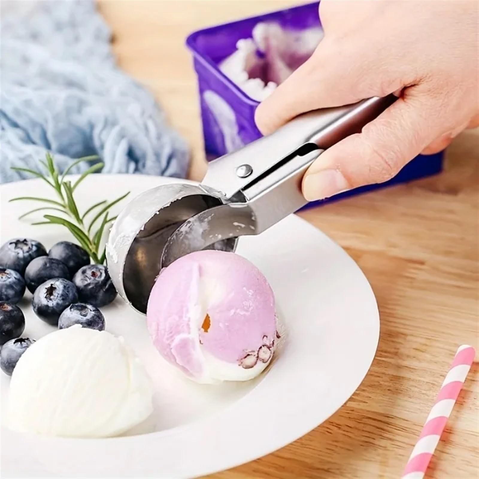 Cuillere A Glace Cuillère à glace, cuillère en acier inoxydable, cuillère à glace, cuillère à lait chaud à la pastèque CuillèRe à Glace(S-3 PCS)