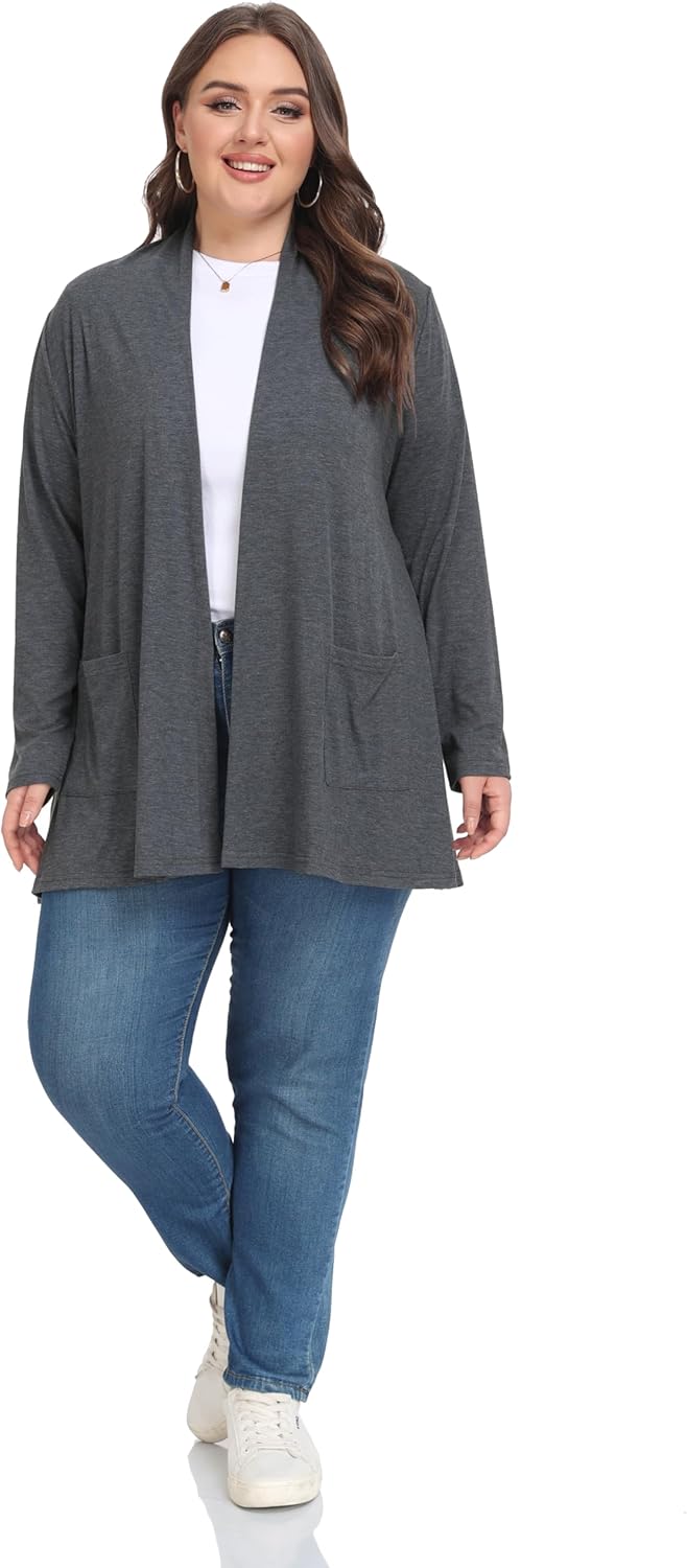 Shiaili Long Plus Size Cardigans for Women Easy to Wear Open Front Clothing - Image 3