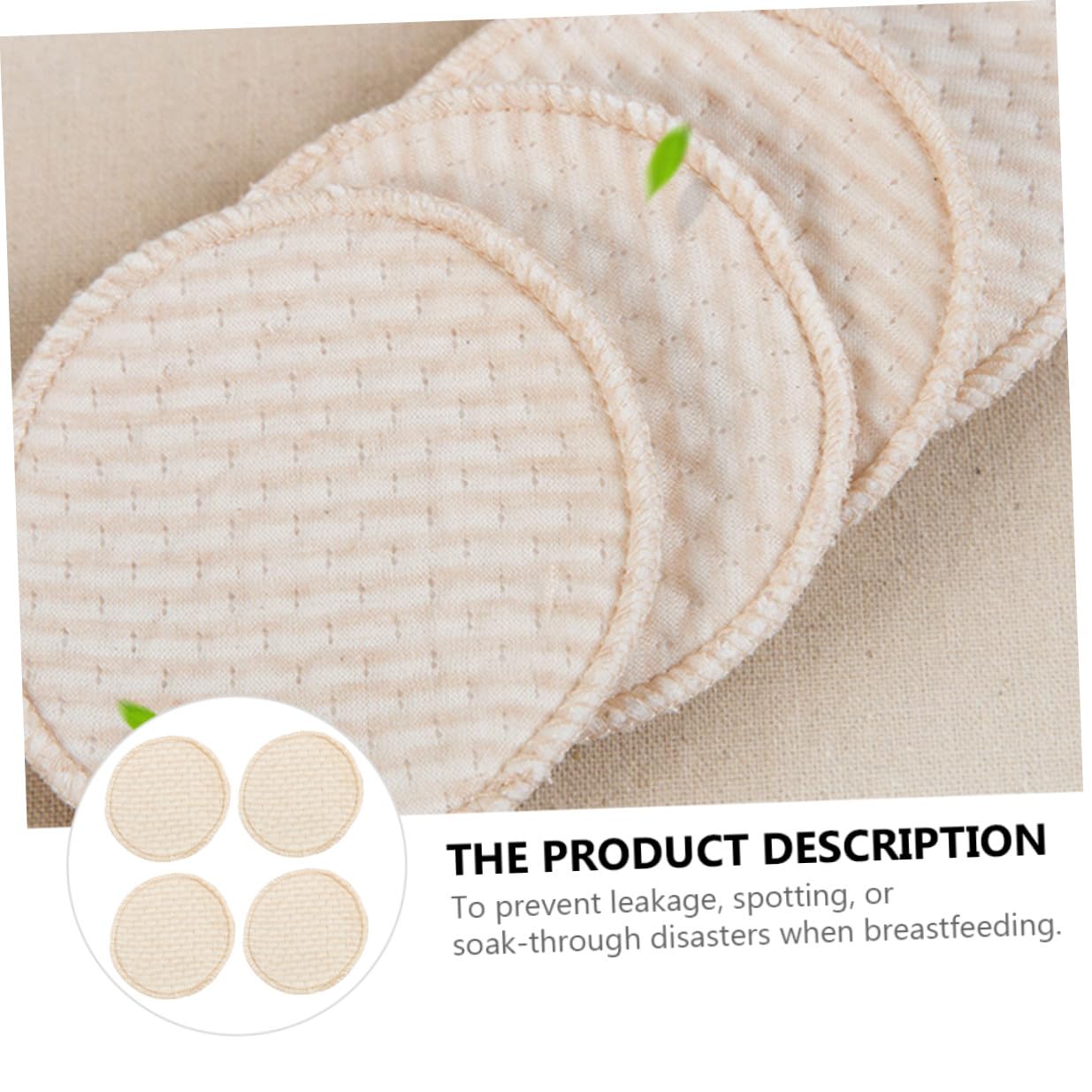 4Pcs Natural Colored Cotton Nursing Pads Absorbent Washable Breast Pads Breastfeeding Anti-Leakage Mats for Women Soft Breathable Reusable Breast Cushions