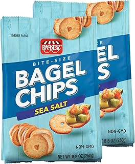Snacktery Sea Salt Bagel Chips - Baked Bagel Crisps for Adults and Kids, Gourmet Crackers for Parties Picnics, Snacking, Traveling - Non-GMO - 8.8oz, 2 Pack