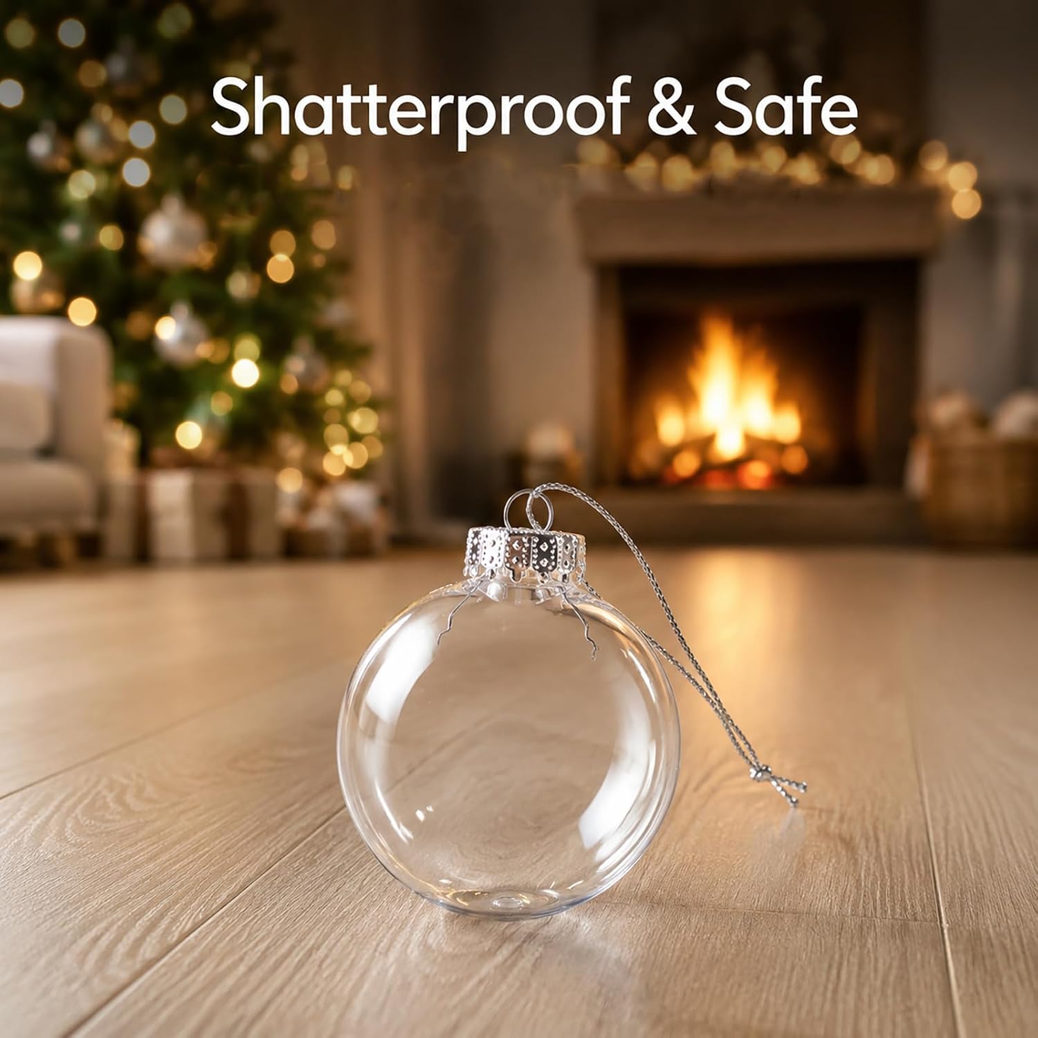3.15 inch Clear Ornament Balls,24pcs DIY Flat Fillable Christmas Ornaments Balls,Clear Plastic Fillable Ornament Ball (24PCS)