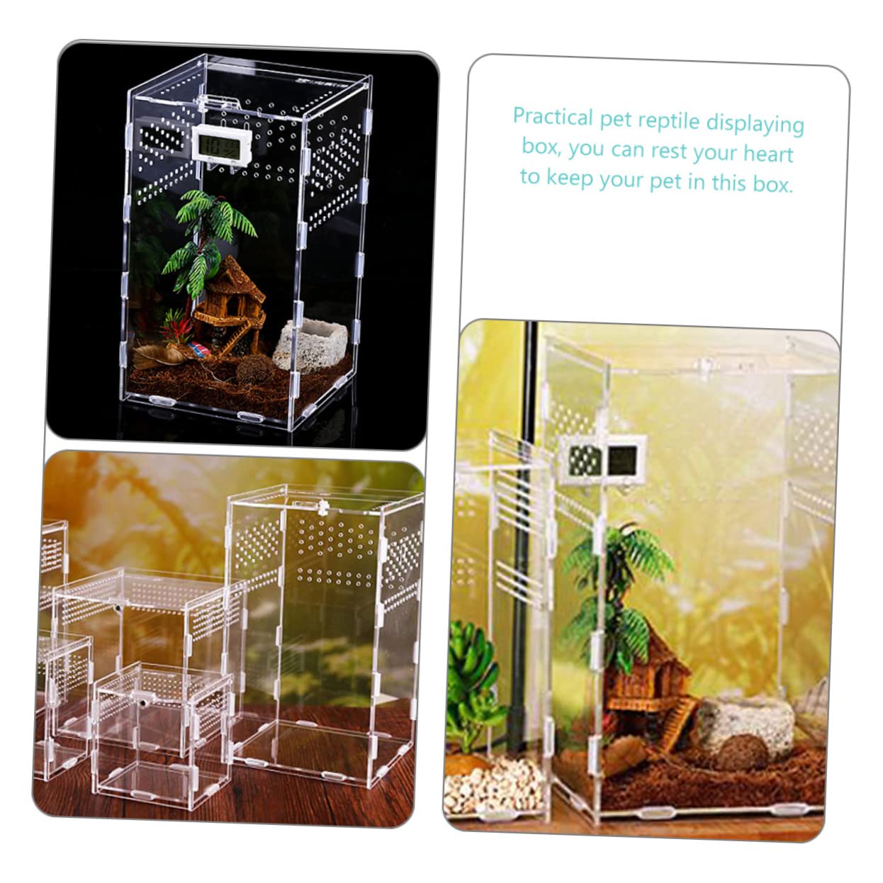 IMIKEYA Cage De Transport Transparente pour Reptiles Nichoirs pour Reptiles Accessoires pour Terrariums Bacs Alimentation pour
