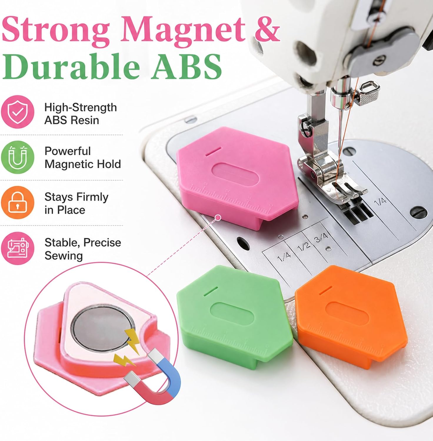 3 Pcs Magnetic Seam Guide for Sewing Machines(3 Color)