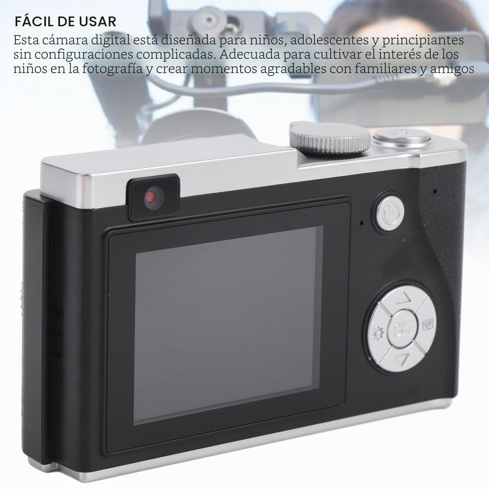 Cámara Digital 4K, Vintage CCD Vlog para Fotografía, Compacta y Portátil, Cámara para Adolescentes y Principiantes (64GB)
