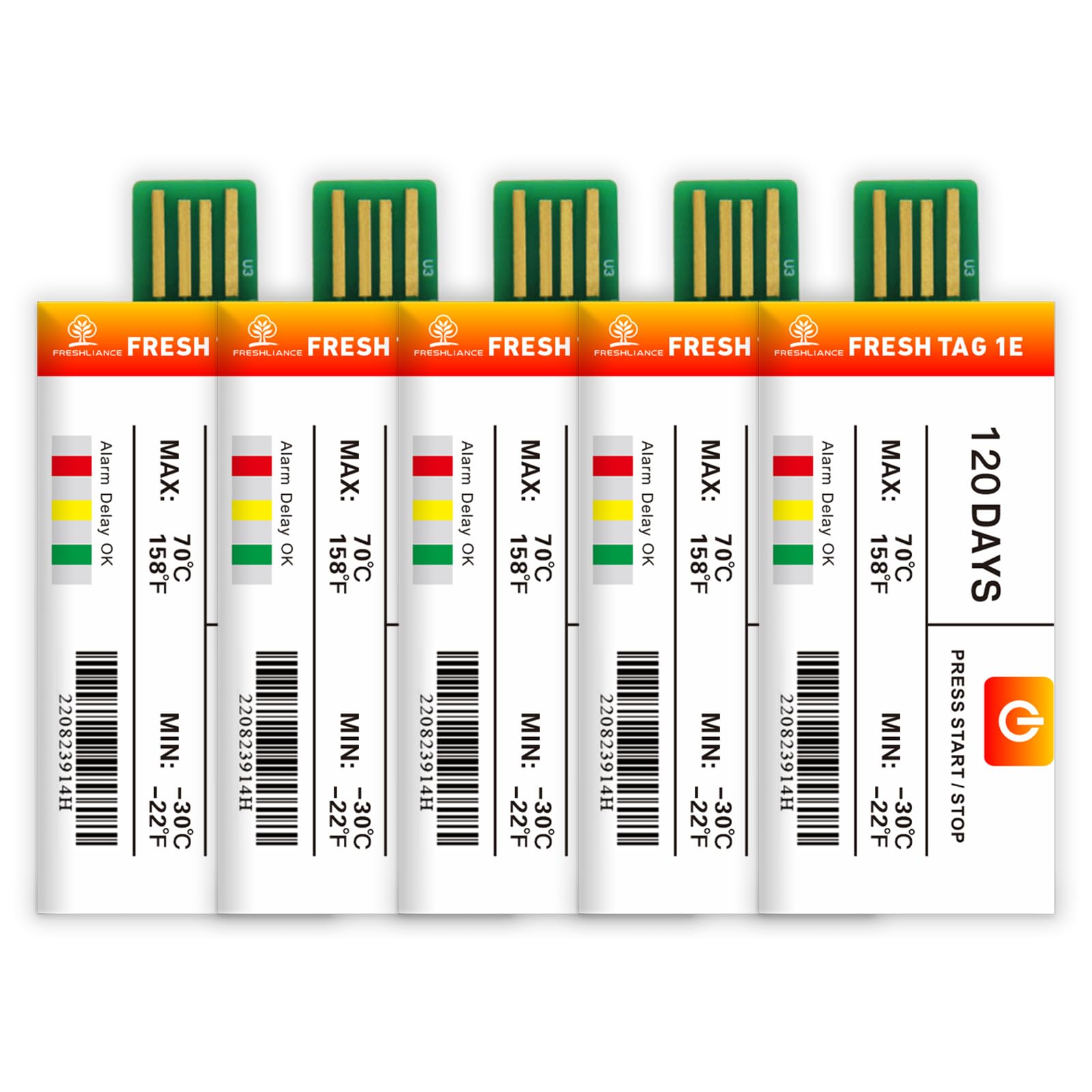 Freshliance Temperature Data Logger Recorder, Disposable USB Temperature Loggers Cover 120 Days, High Accuracy 20000 Points with PDF CSV Reports, for Fresh Transportation Fresh Tag 1E, 5packs-picture-18
