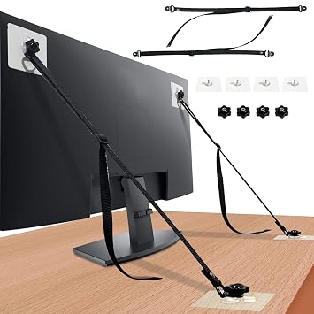2 Pcs TV Safety Straps Adjustable, No Drill Adhesive Furniture Strap Anti-Tip TV Strap Safety for Proofing, Earthquake Straps Furniture Anchors for Flat Screen Fix to Wall,Cabinet