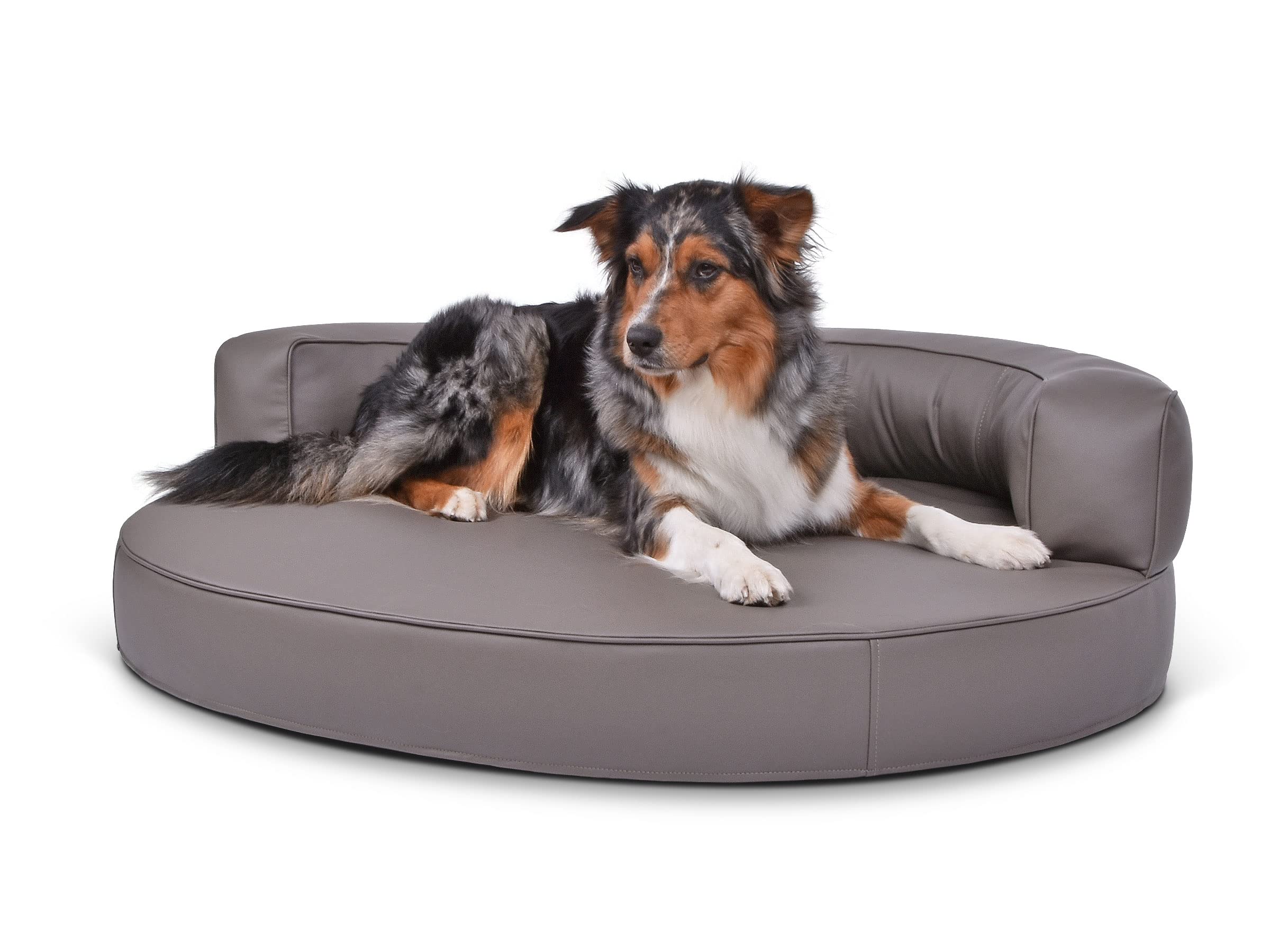 Mypado Hundebett Atlanta – Wasserabweisendes Kunstleder BRAUN, Visco-Schaumstoff, Größe XS 70x50x26 Cm
