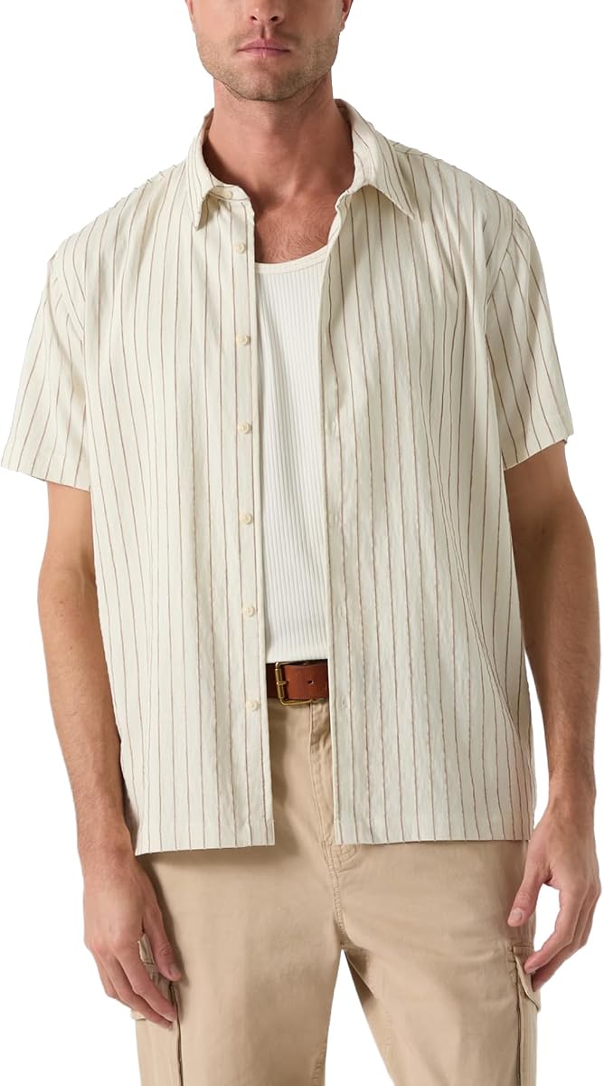 Guess Men's Short Sleeve Redford Stripe Shirt