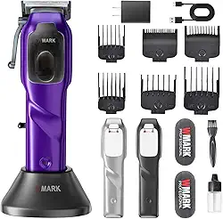 WMARK 2023 NG-9003 Máquina de cortar cabelo profissional de alta velocidade com microchip, motor magnético 10000 RPM 9V com suporte de carga (NG-9003 roxo)