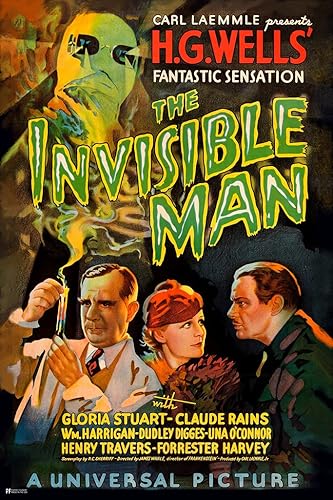 Póster de película de terror retro vintage de Claude Rains de The Invisible Man Claude Rains, mercancía de película de terror, decoración de terror,