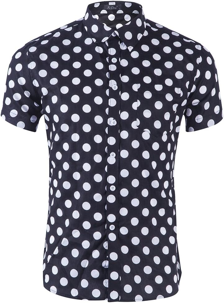 CATERTO Men's Premium Print Casual Shirt Short Sleeve Cotton Shirts