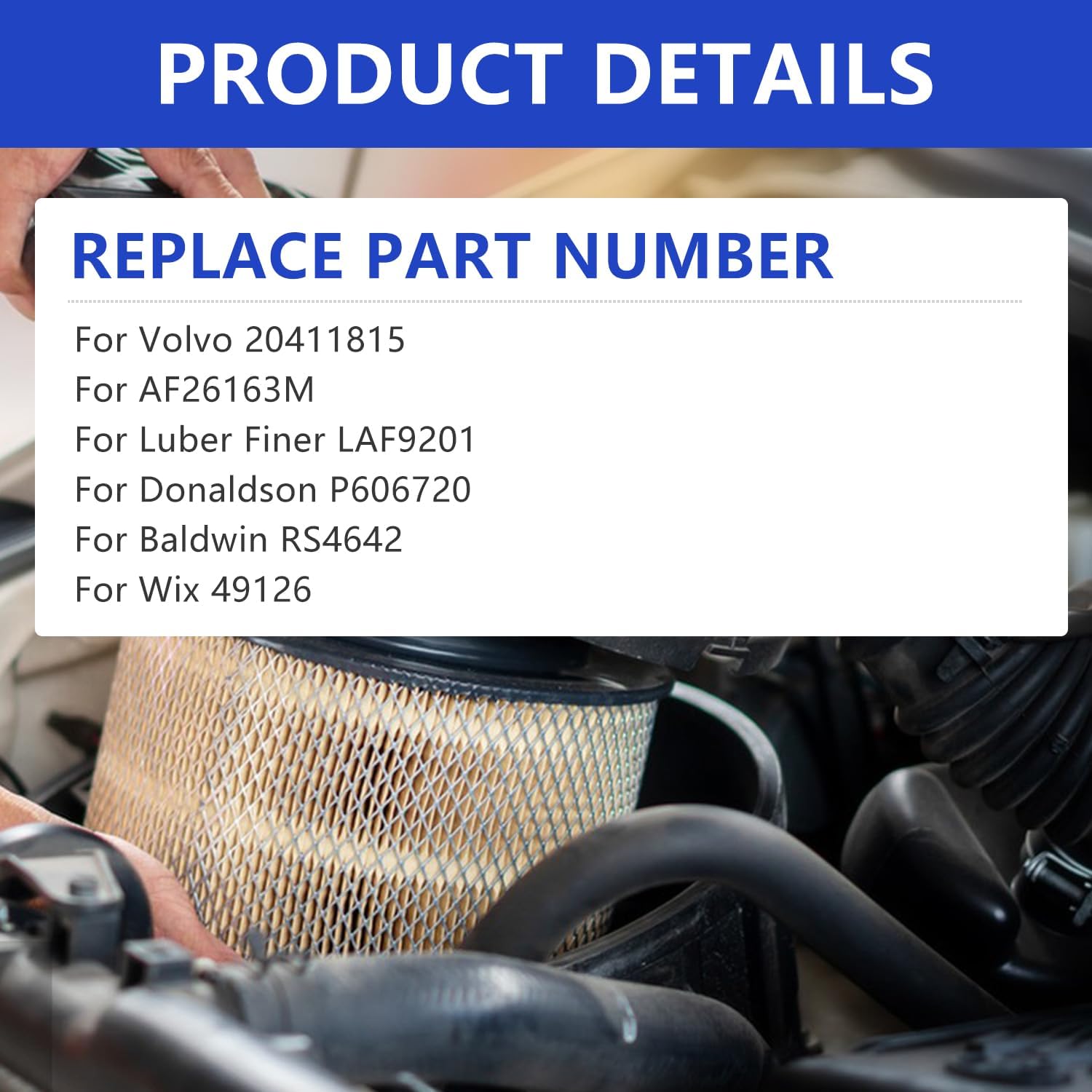P606720 Engine Air Filter - Compatible with VNL, VN, VNM, VNX, VHD, VAH Replaces 21715813, RS4642, P606720, LAF9201