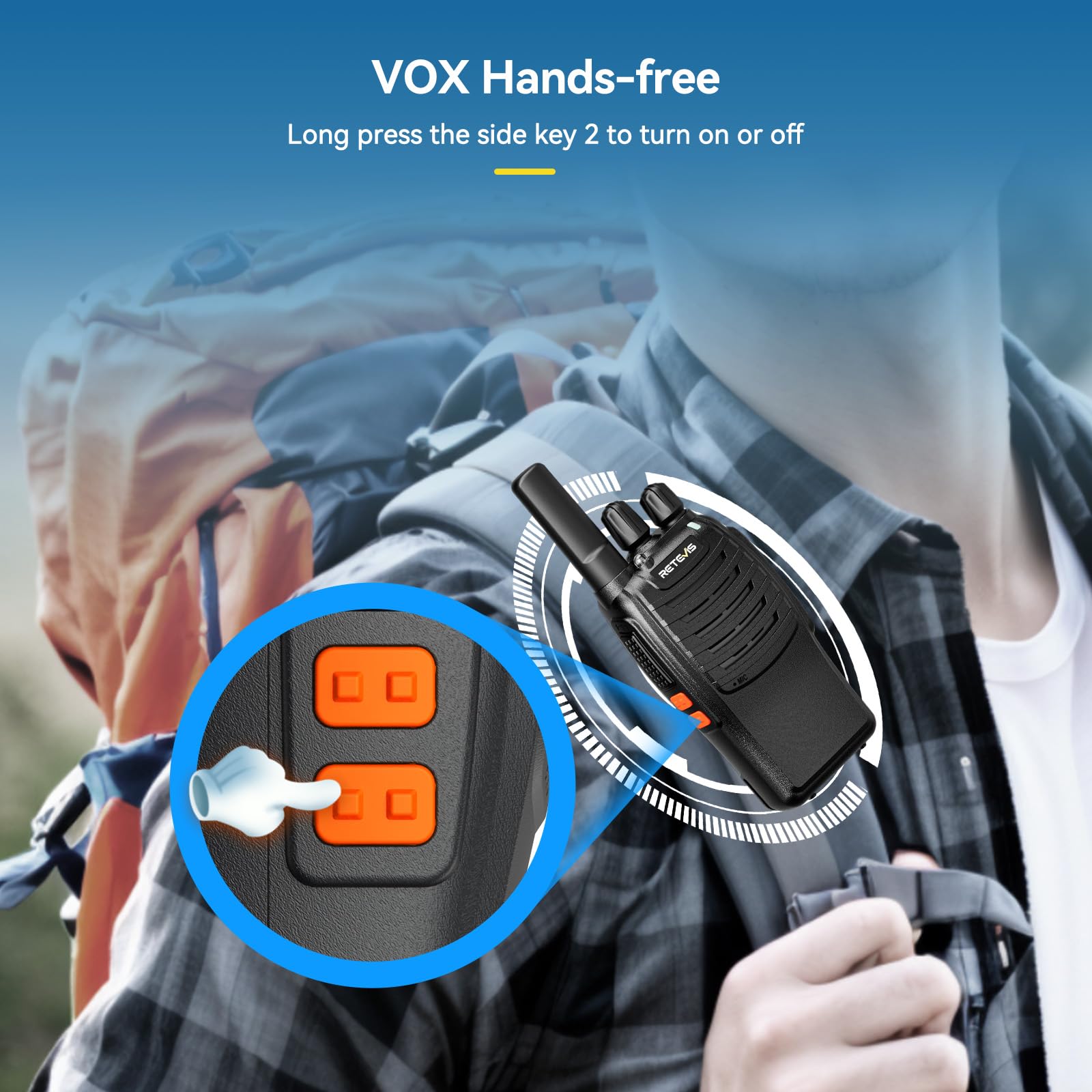 Retevis H777 Walkie Talkie Rechargeable, PMR446 2 Way Radio, USB A-Type C, Built-in Flashlight, VOX - Image 3