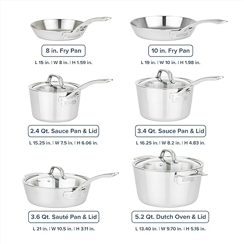 Miniatura 4 de Viking Contemporary - Juego de utensilios de cocina de acero inoxidable de 3 capas 10 piezas