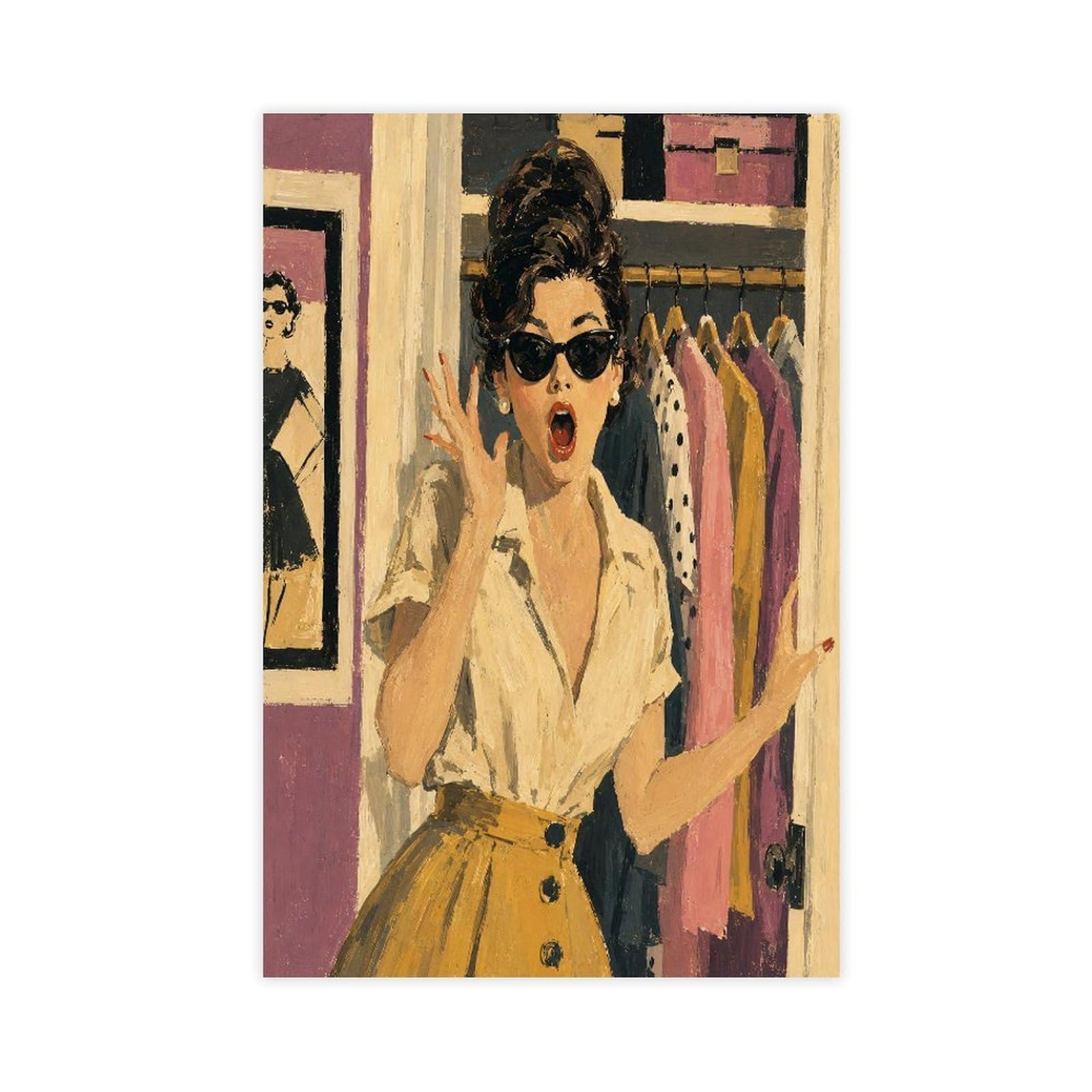 W7c8u2x3 Unframe-Style-4 Woman With Sunglasses Canvas Wall Art, Realist Painting Entryway