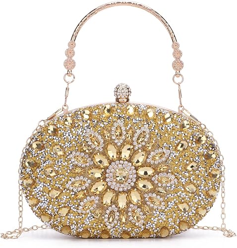 Bolso de mano de noche con diamantes de imitación para mujer, bolsa de mano con diamantes brillantes y brillantes, bolsa de fiesta de boda de cristal
