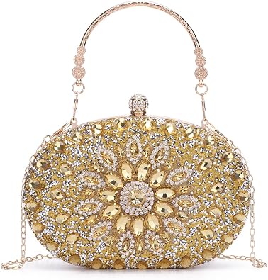 Women Rhinestone Evening Clutch Purse Bag Bling Glitter Sparkly Diamond Tote Bag Crystal Wedding Party Bag