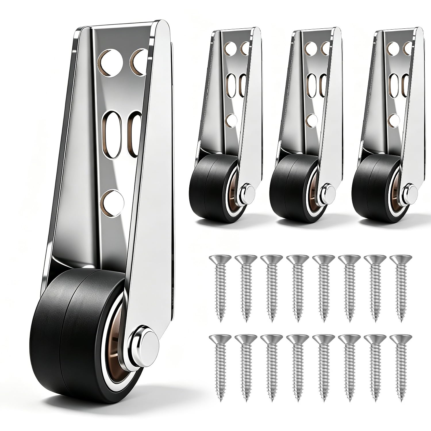 4 Pcs Rubber Quiet Gate Wheels for Wooden Gates with Screws